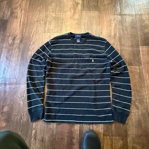 Polo Ralph Lauren Black and White Striped Long Sleeve Shirt